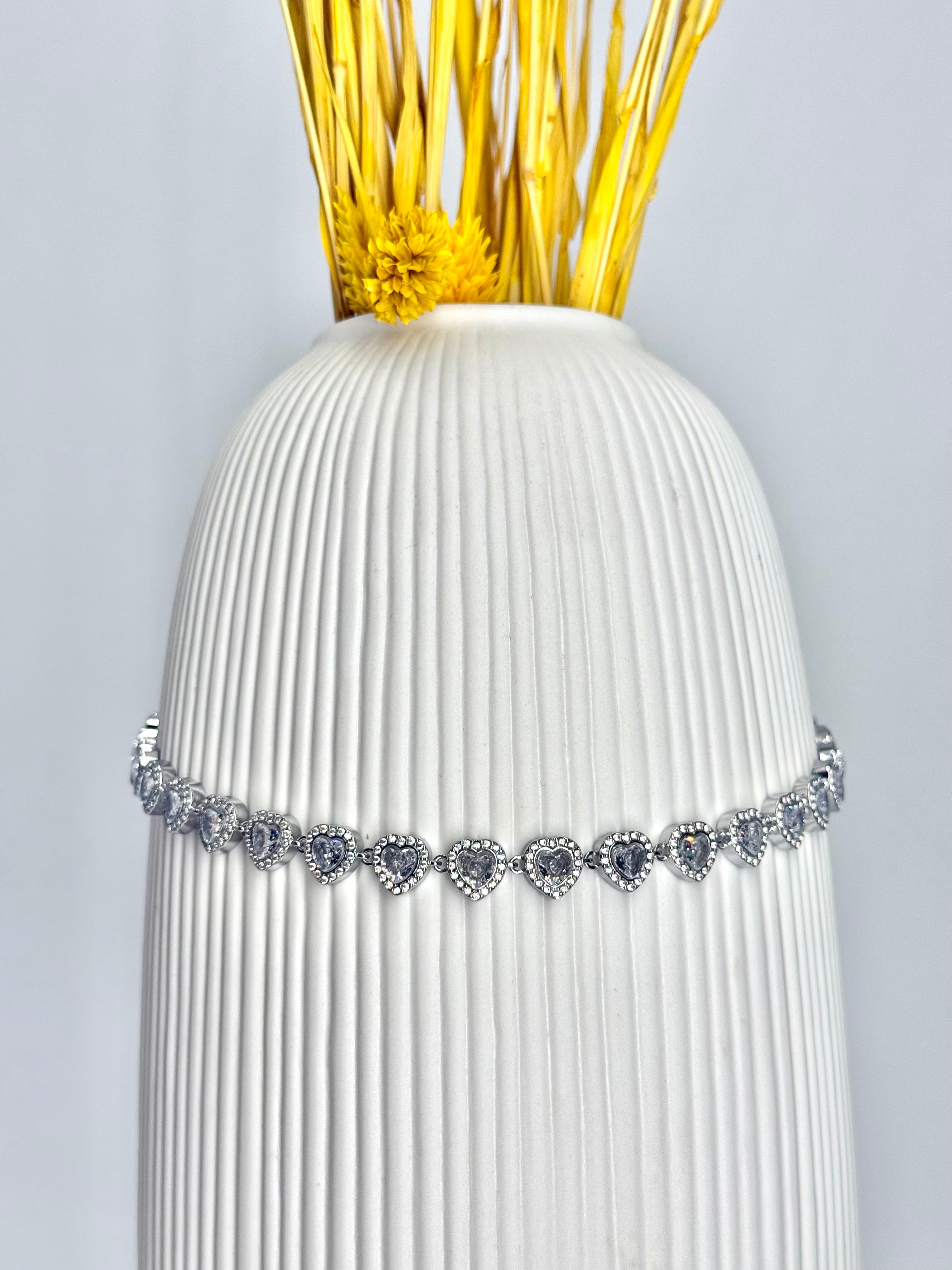 COLLANA MIDI HEART STRASS SILVER