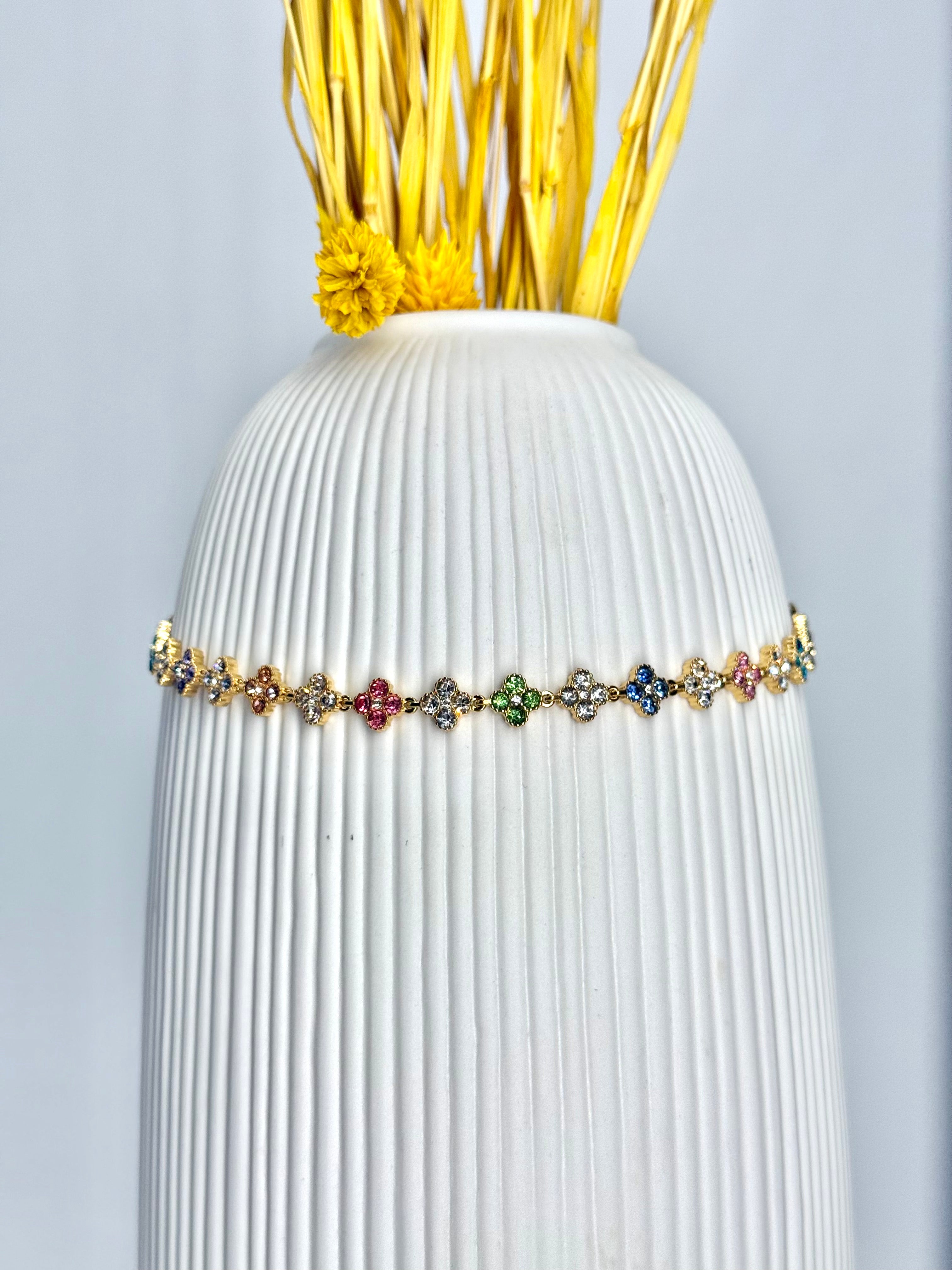 COLLANA FLOWERS STRASS GOLDEN