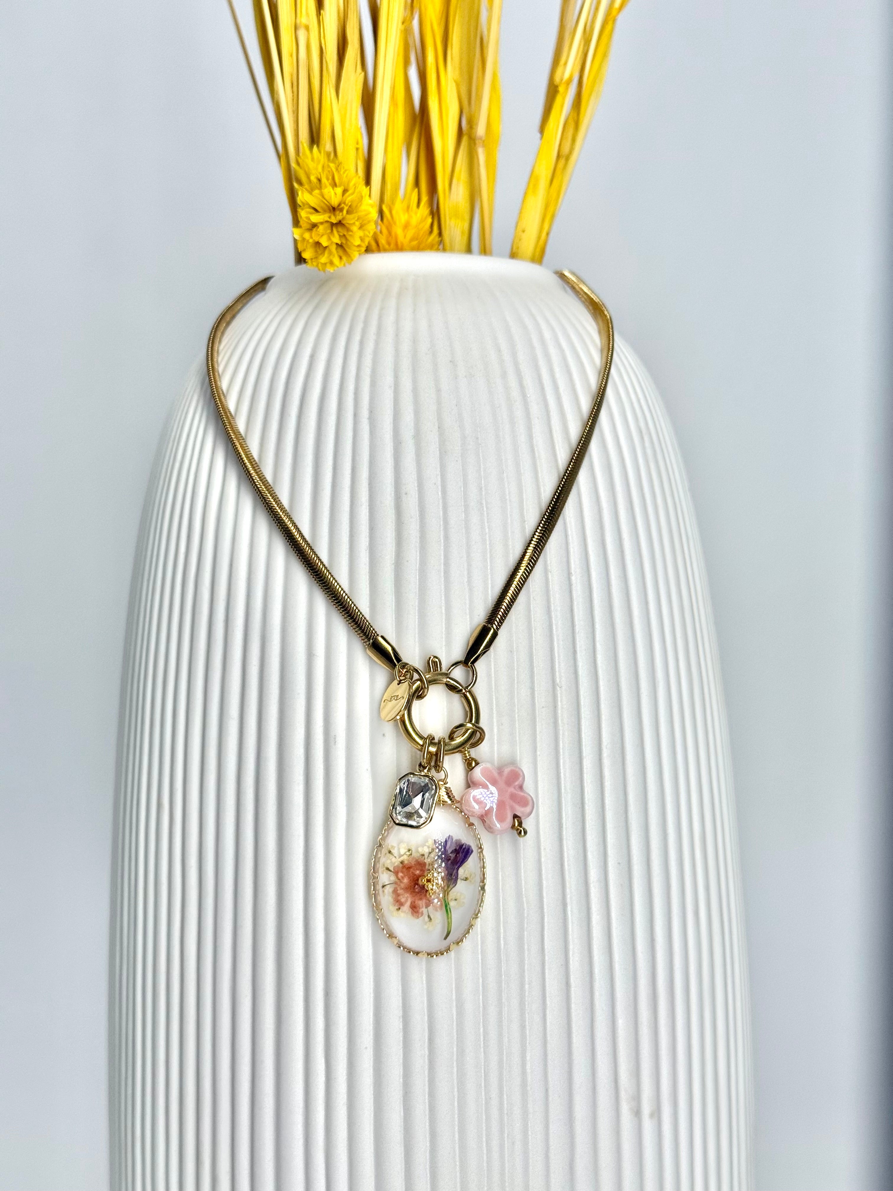 COLLANA SNAKE FLOWERS RESINA