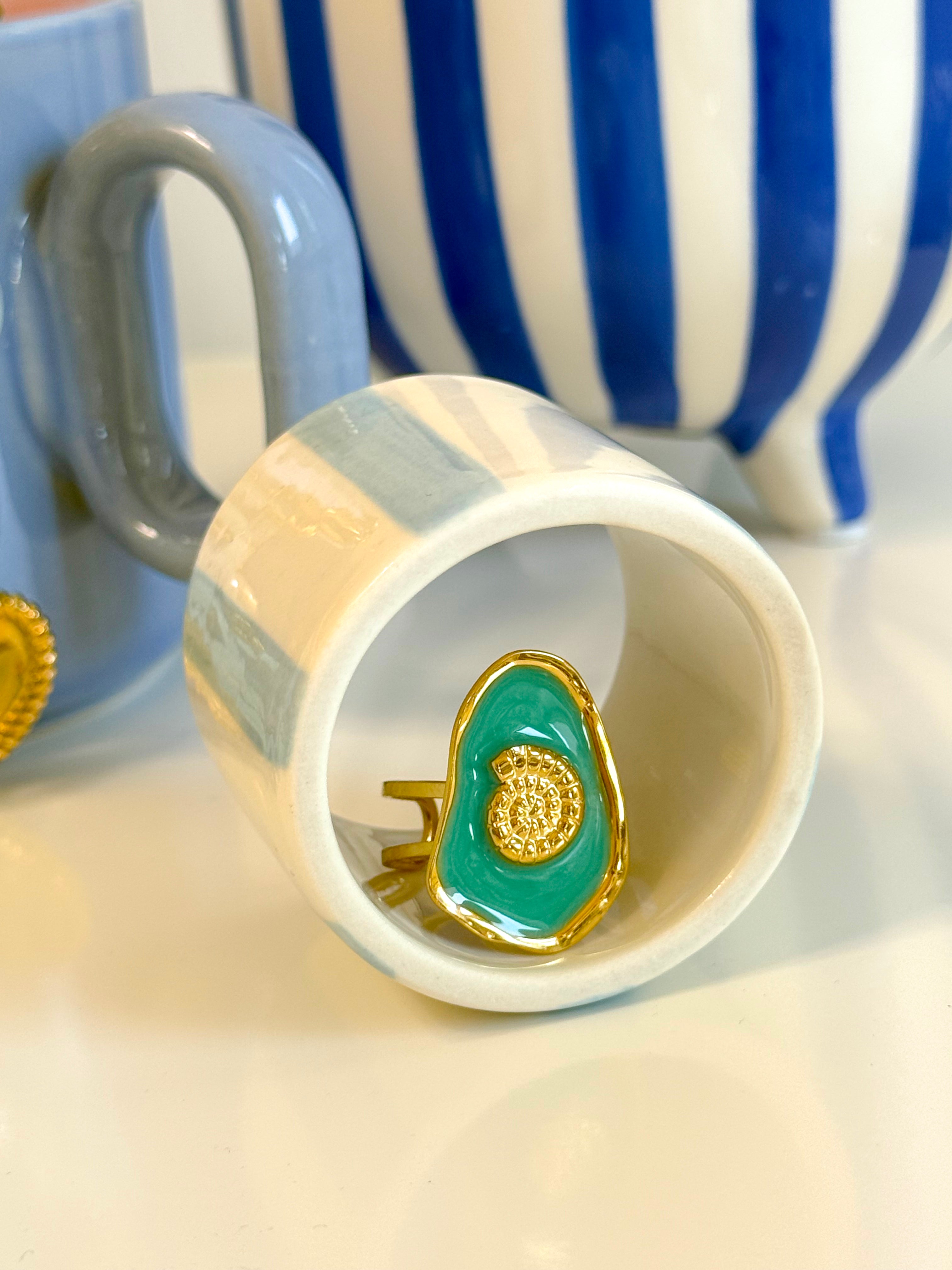 ANELLO SMALTATO NAUTILUS TURCHESE