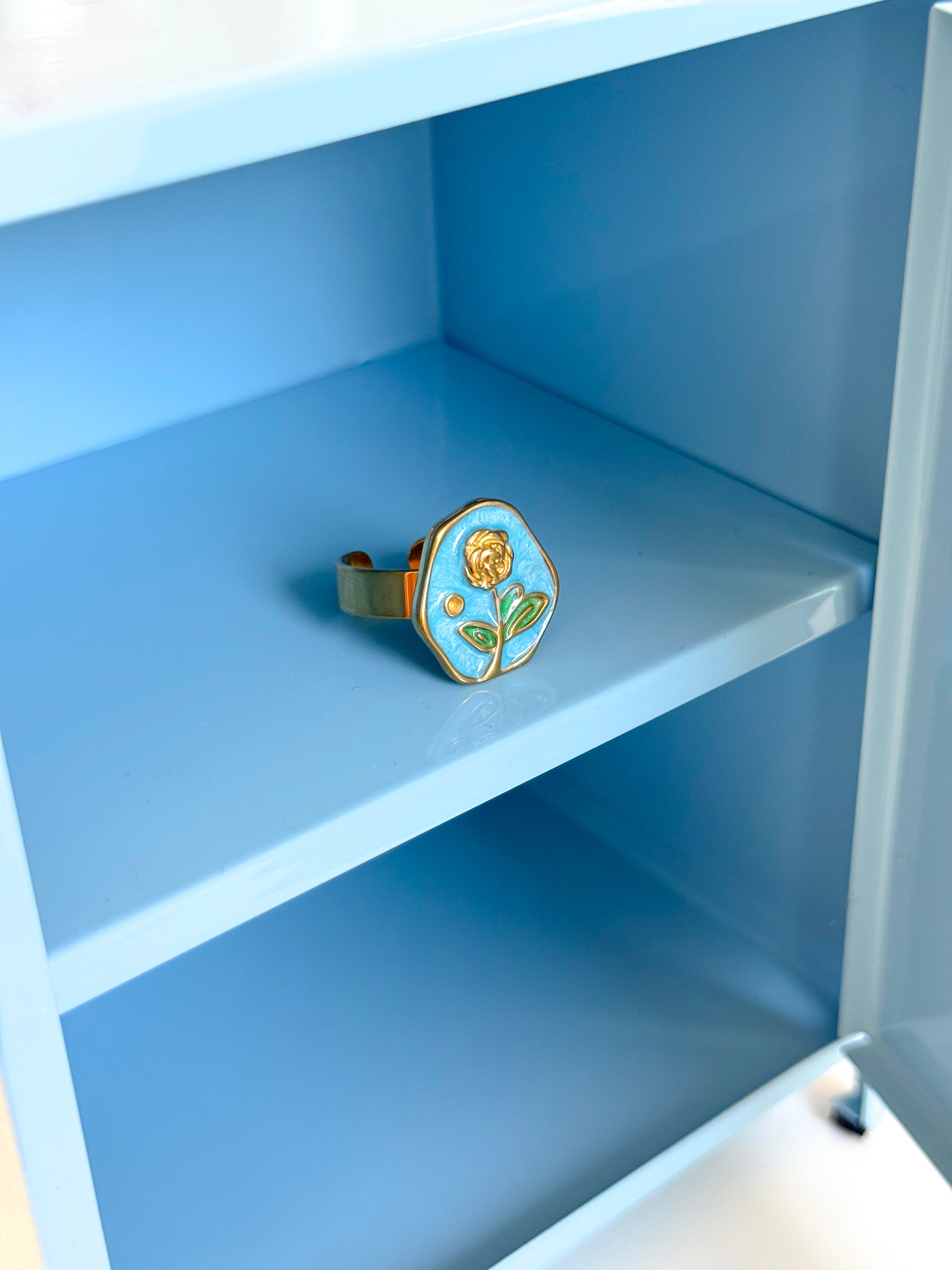 ANELLO HEXAGON AZZURRO