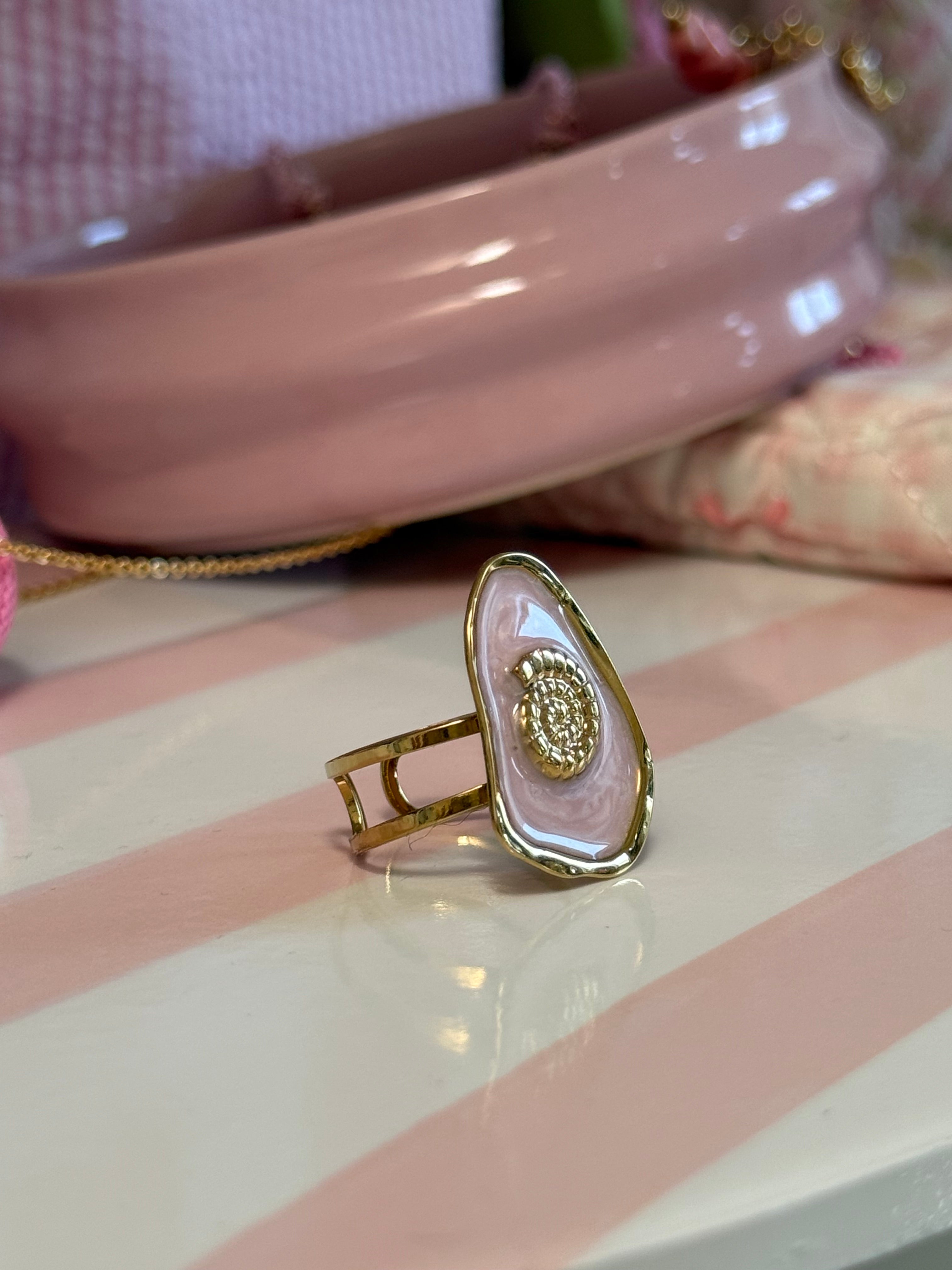 ANELLO SMALTATO NAUTILUS ROSA