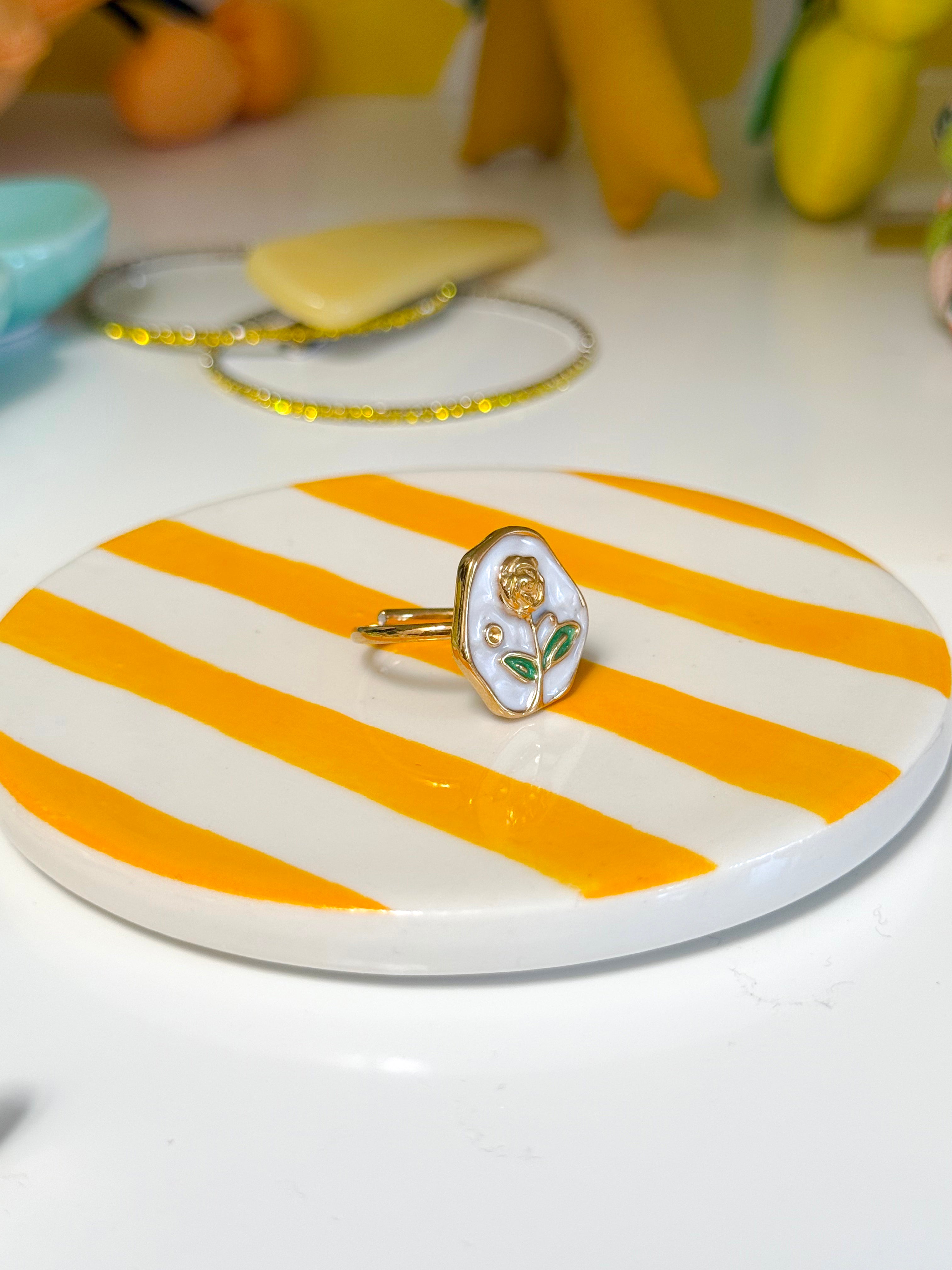 ANELLO HEXAGON BIANCO