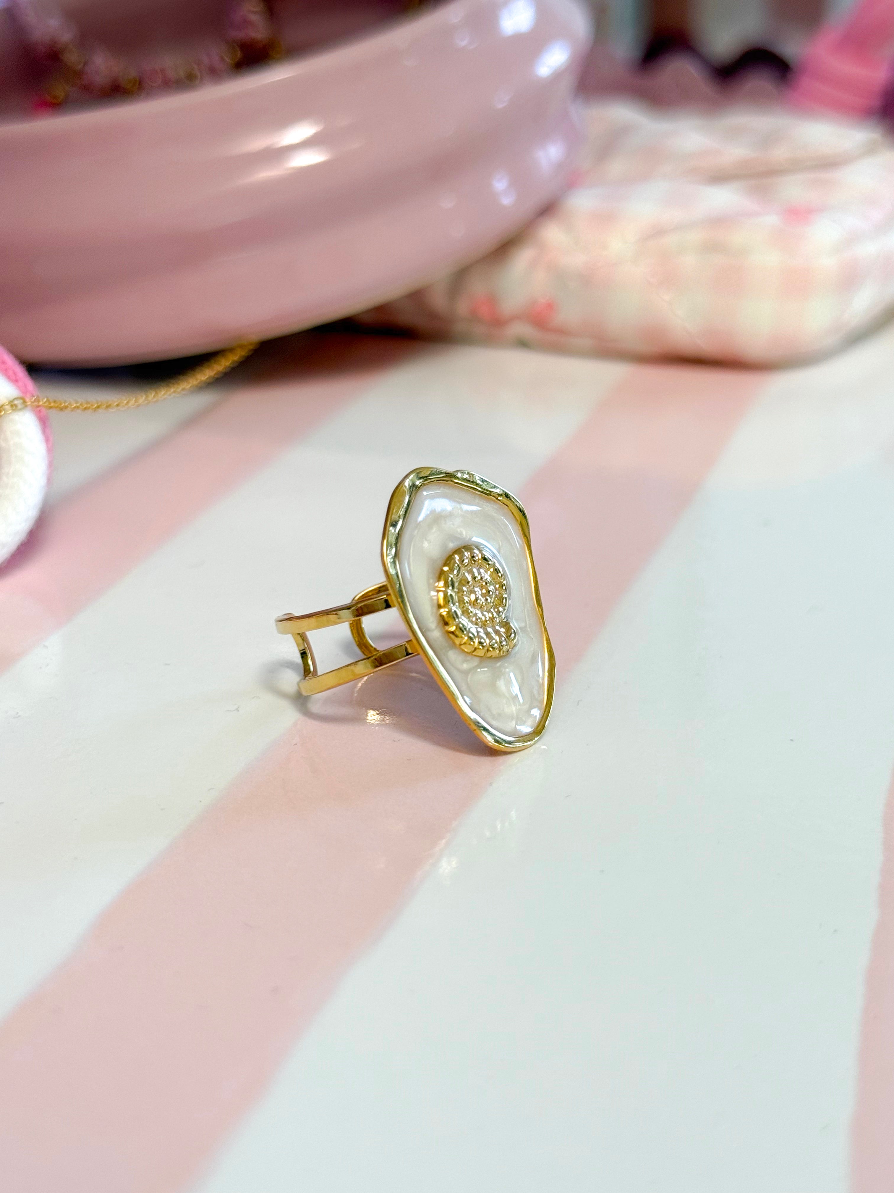 ANELLO SMALTATO NAUTILUS BIANCO