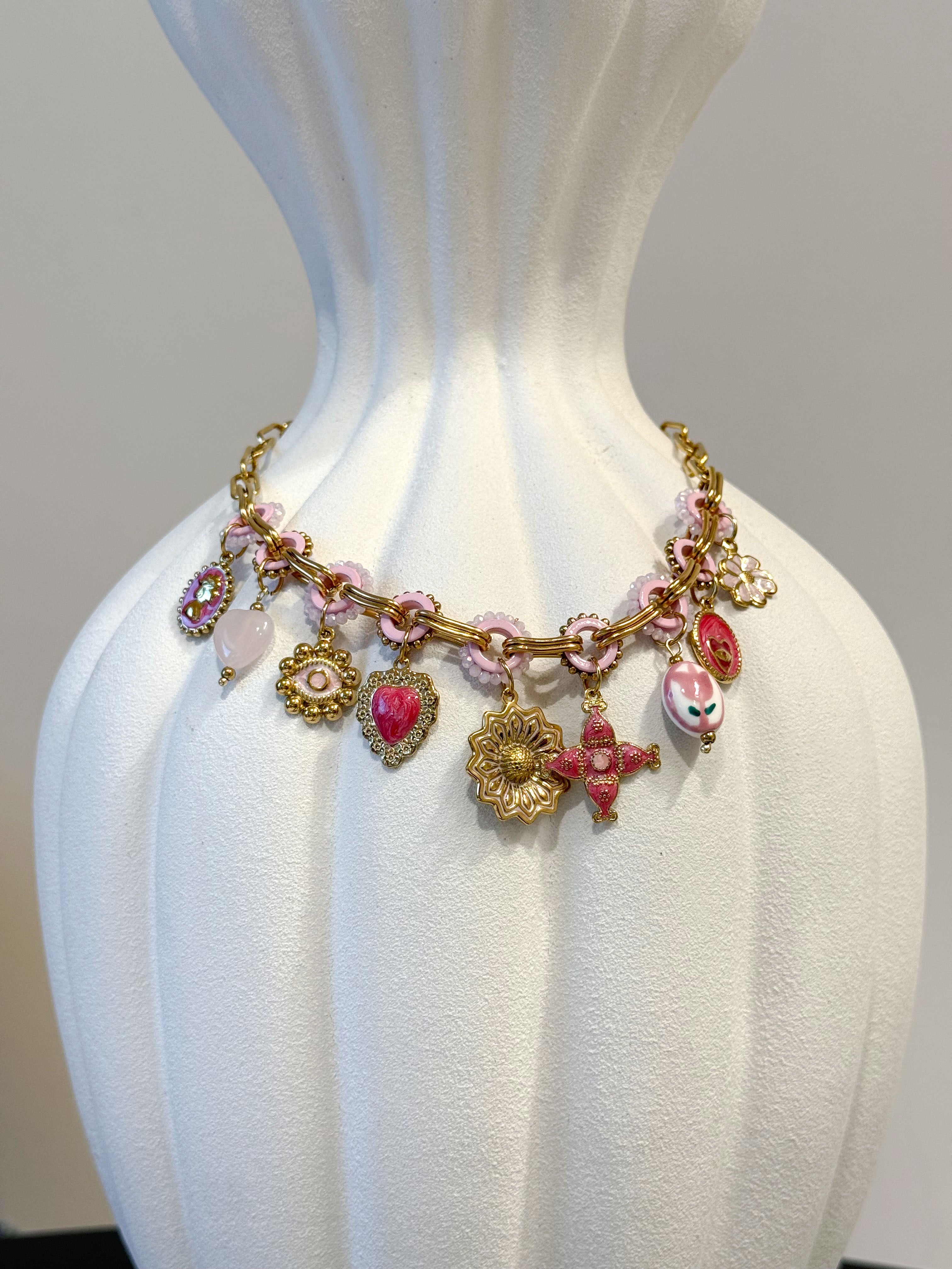 COLLANA CHARMS DOTS ROSA