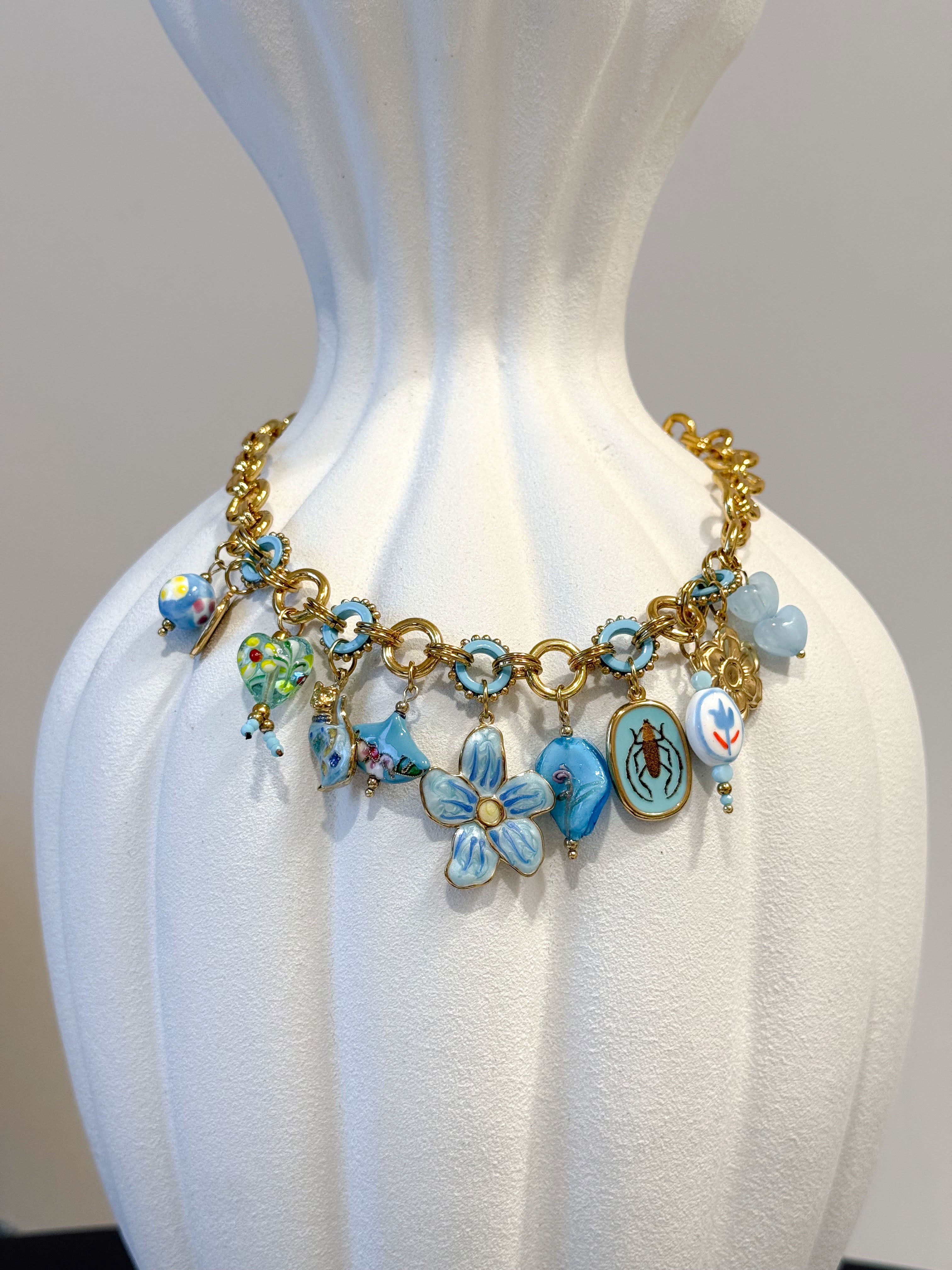 COLLANA CHARMS DOTS AZZURRA