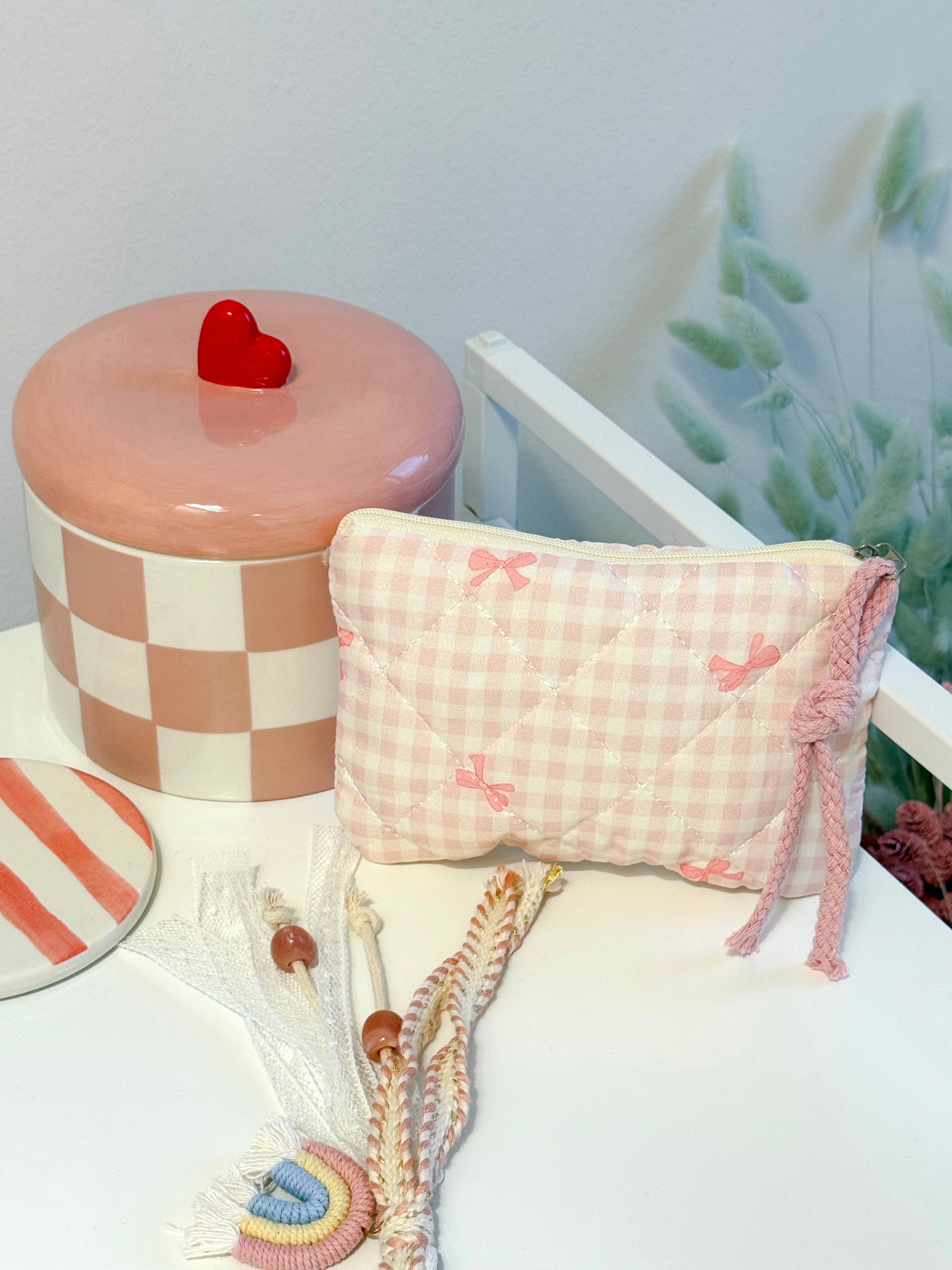BUSTINA CON FIOCCHI ROSA