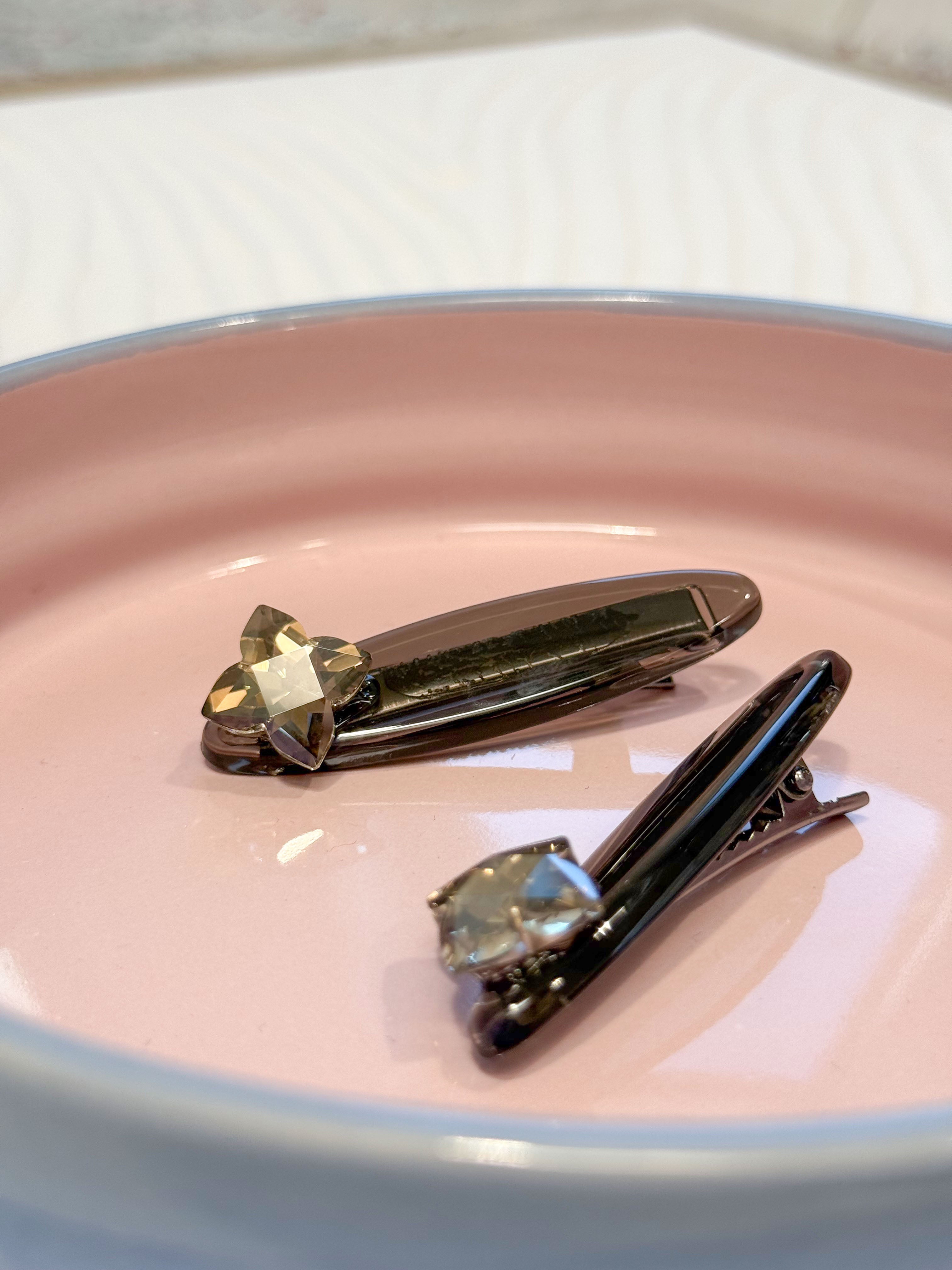 FERMAGLI PER CAPELLI FIORE STRASS NERO