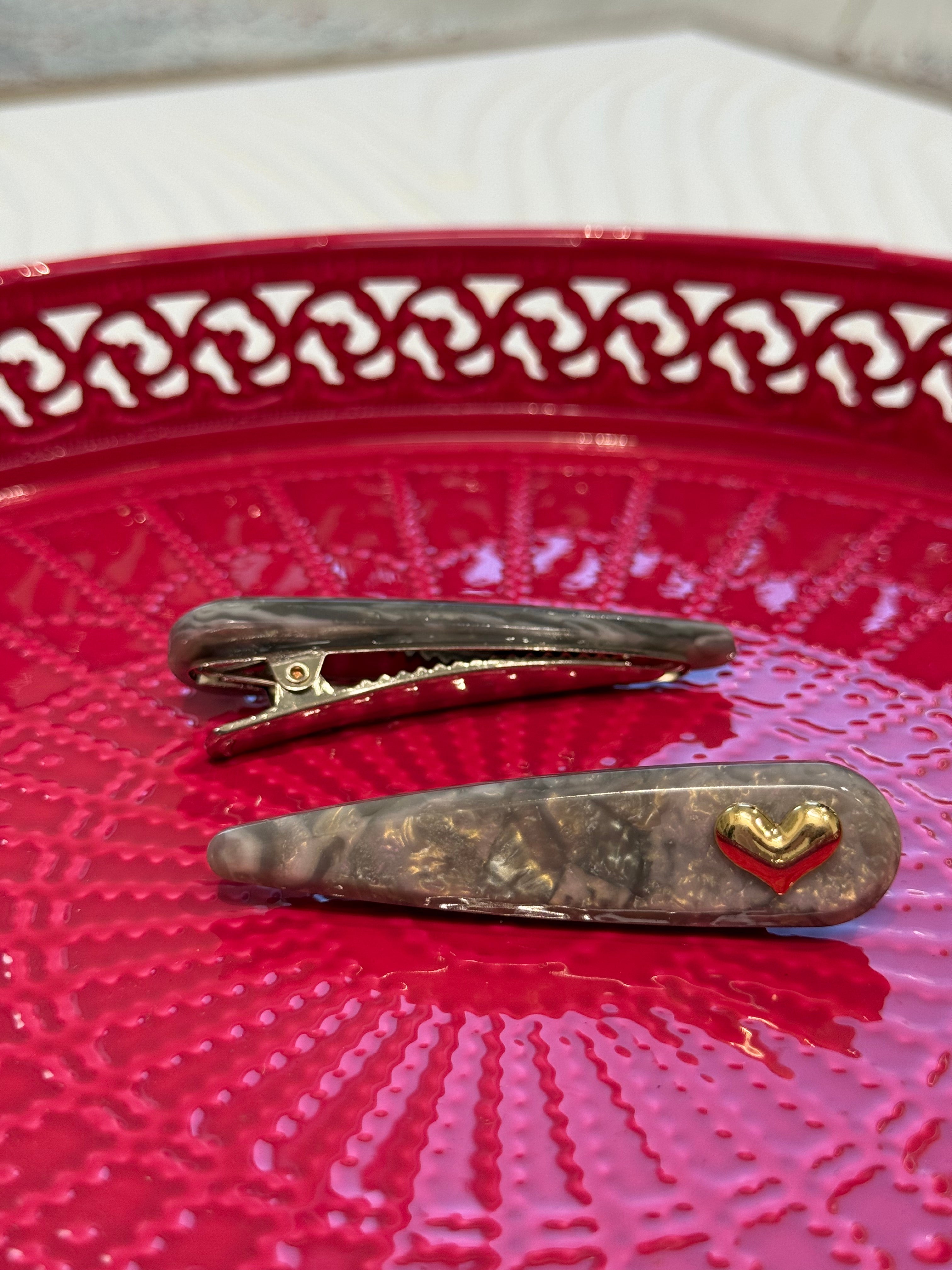 FERMAGLI PER CAPELLI CUORE GRIGIO