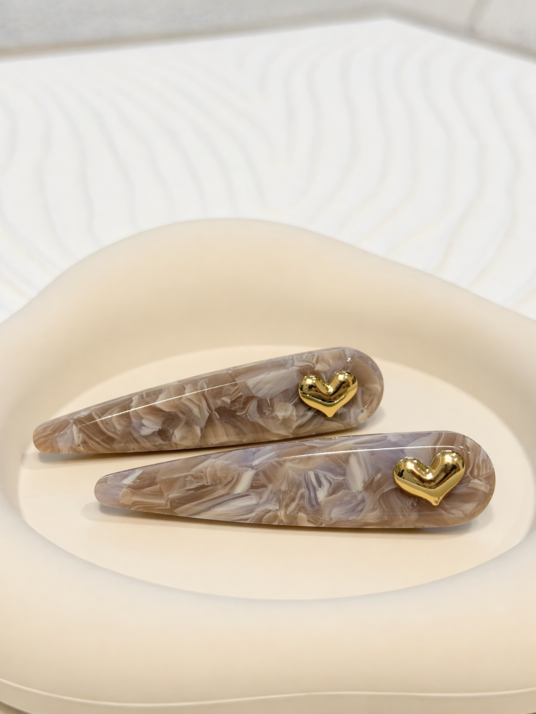 FERMAGLI PER CAPELLI CUORE MOKA