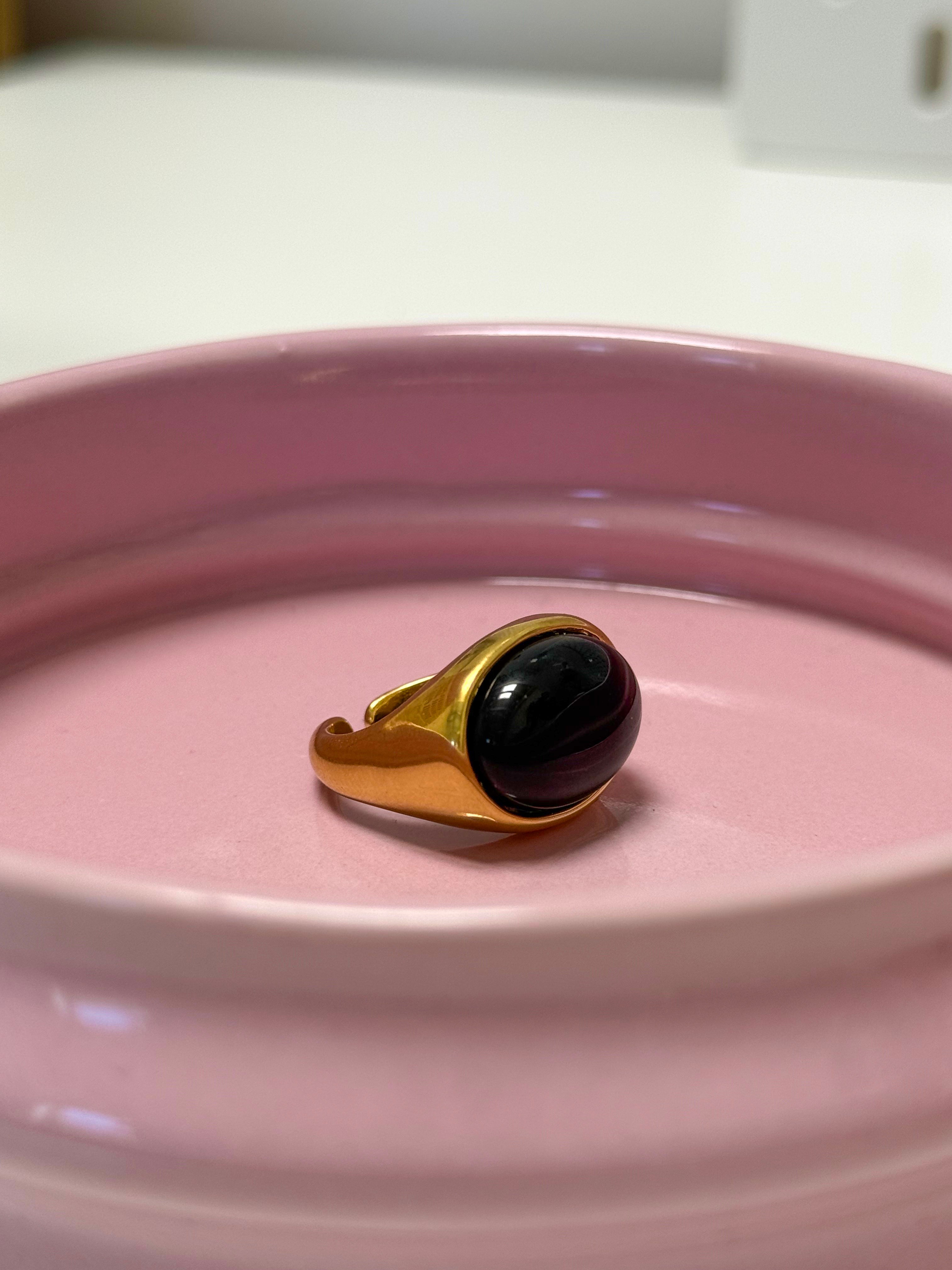 ANELLO BASIC PIETRA NERA